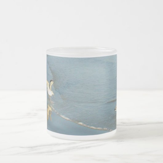 カモメのマグを渡ること フロストグラスマグカップ (中央)