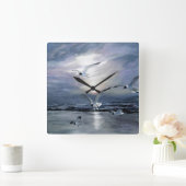 カモメの上陸 スクエア壁時計 (ホーム)