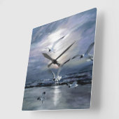 カモメの上陸 スクエア壁時計 (傾斜)