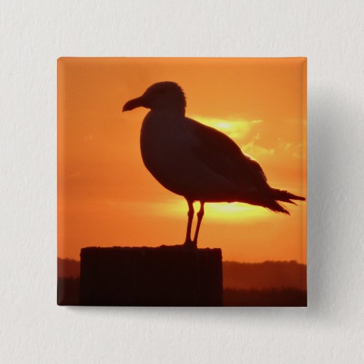 カモメの夕日 缶バッジ (正面)