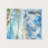 カモメの水の色絵画のタペストリー タペストリー (正面(横))