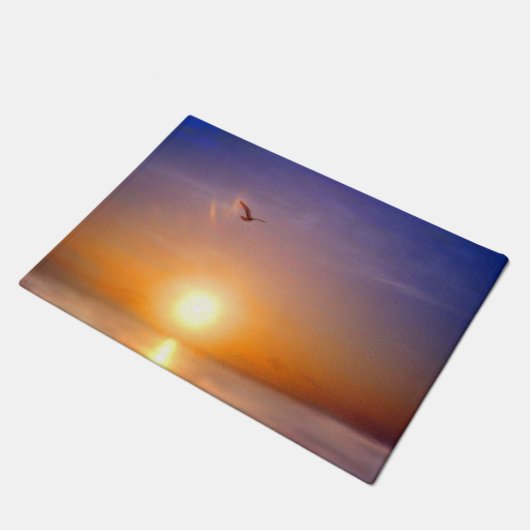 カモメの海の夕焼け ドアマット (アングル)