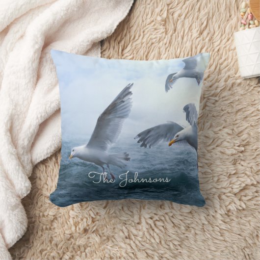 カモメの海面飛行 クッション (ブランケット)