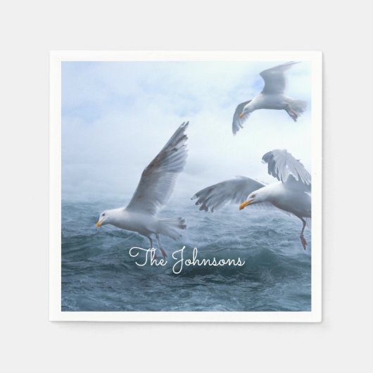 カモメの海面飛行 スタンダードカクテルナプキン (正面)