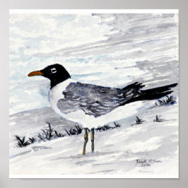 カモメの絵画とプリントビーチ美術 ポスター