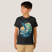 カモメの飛翔 海辺のサンセットシーン 海岸のパフォーマンス Tシャツ (正面フル)