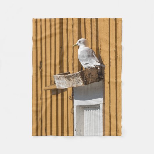 カモメの鳥の写真 フリースブランケット (正面)