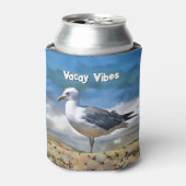 カモメの鳥カワイイビーチで休むクーラーボックス 缶クーラー (缶正面)