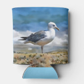 カモメの鳥カワイイビーチで休むクーラーボックス 缶クーラー (裏面)