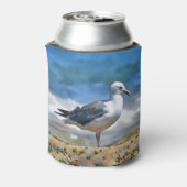 カモメの鳥カワイイビーチで休むクーラーボックス 缶クーラー (缶裏面)