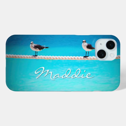 カモメの鳥海写真タイポグラフィ名前をカスタムする Case-Mate iPhoneケース (裏面 (横))