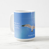 カモメの鳥詩編バイブル聖句ビーチマグカップ コーヒーマグカップ (正面左)