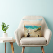 カモメを使った海ビーチ砂丘の油絵 クッション (椅子)