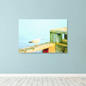 カモメを波止場に包んだ キャンバスプリント (インサイチュ (ウッドフロア))