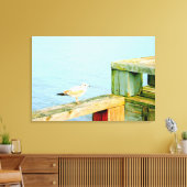 カモメを波止場に包んだ キャンバスプリント (インサイチュ (リビング))