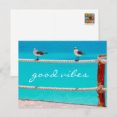 カモメビーチの鳥の写真の良いvibesスクリプト引用文 ポストカード (正面/裏面)