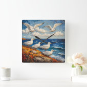 カモメ岬 スクエア壁時計 (ホーム)