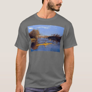 カモメ川でボートを漕独身のぐ Tシャツ