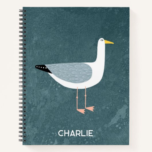 カモメ沿岸パーソナライズされた鳥 ノートブック (正面)