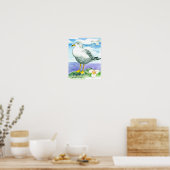 カモメ白海鳥の水色の湖 ポスター (キッチン)