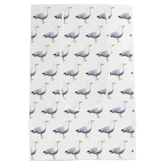 カモメ立ち白 ミディアムペーパーバッグ (裏面)