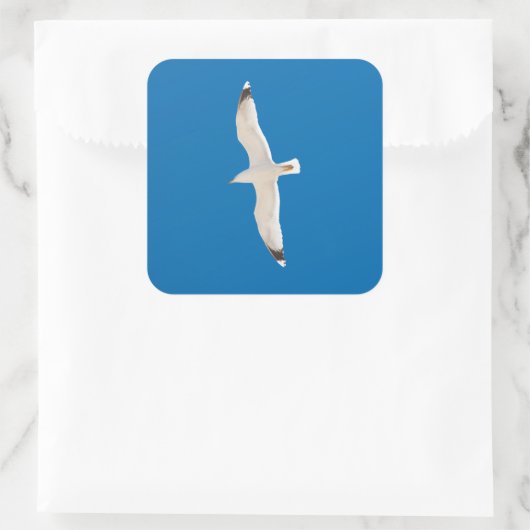 カモメ飛んでいるモ スクエアシール (バッグ)