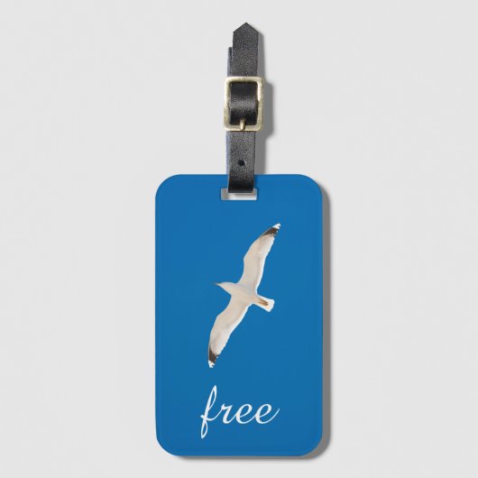 カモメ飛んでいるモ ラゲッジタグ (正面縦)