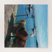 カモメ魚釣りネットアットフォークストーンハーバー ジグソーパズル (横)