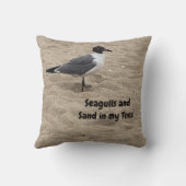 カモメ、ビーチ砂、ビーチライフ、ビーチシーン クッション (裏面)