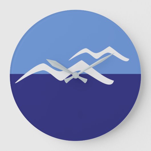 カモメ/円形の(大きい)柱時計 ラージ壁時計 (正面)