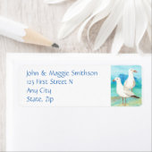 カモメ – 水色の鳥 – 住所 ラベル (インサイチュ)