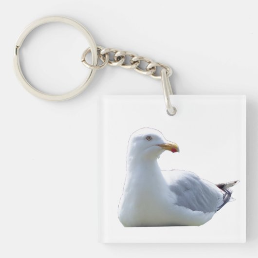 カモメ 海の鳥 野生動物 ミニマリスト キーホルダー (正面)
