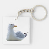 カモメ 海の鳥 野生動物 ミニマリスト キーホルダー (裏面)