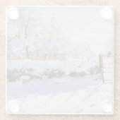 カモメ (雪景色の冬の風景) (クロード・モネ作) ガラスコースター (裏面)