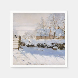 カモメ (雪景色の冬の風景) (クロード・モネ作) スタンダードカクテルナプキン