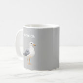 カモメ 鳥 ビーチ 海岸 白 水彩画 コーヒーマグカップ (正面左)