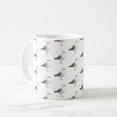 カモメ 鳥 ビーチ 海岸 白 水彩画 コーヒーマグカップ (正面左)