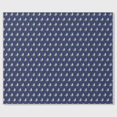 カモメ 鳥 ビーチ 海岸 青 水彩画 ラッピングペーパー (フラット)