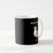 カモメ 鳥 ビーチ 海岸 黒 水彩画 コーヒーマグカップ (正面右)