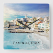 カモーリ イタリア ビーチ 海 地中海 絵画 スクエア壁時計 (正面)