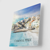 カモーリ イタリア ビーチ 海 地中海 絵画 スクエア壁時計 (傾斜)