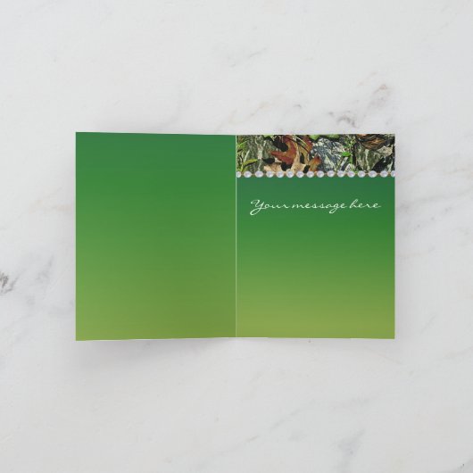 カモ柄の狩猟をテーマにしたウェディング サンクス カード - 背丈 (内部)