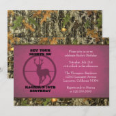 カモ柄の誕生日ガール招待状 招待状 (正面/裏面)