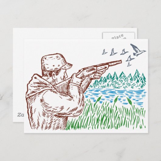 カモ狩猟狩り射撃銃を狙う ポストカード (正面/裏面)