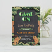 カモ レーザータグ 誕生日パーティー招待状 招待状 (スタンド正面)