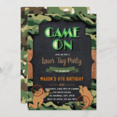 カモ レーザータグ 誕生日パーティー招待状 招待状 (正面/裏面)