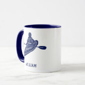 カヤカーズ·ネービー·ブパーソナライズされたルー·カヤックのために マグカップ (正面左)