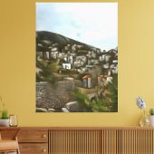 カヤコイヒストリカルギリシャの家々芸術的抽象芸術 キャンバスプリント (インサイチュ (リビング))