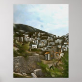 カヤコイヒストリカルギリシャの家々芸術的抽象芸術 ポスター (正面)