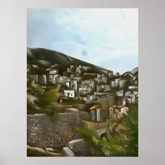 カヤコイヒストリカルギリシャの家々芸術的抽象芸術 ポスター (正面)